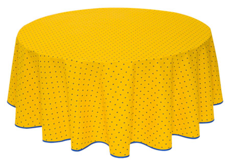 French Round Tablecloth coated (Calissons. yellow x blue) - Click Image to Close